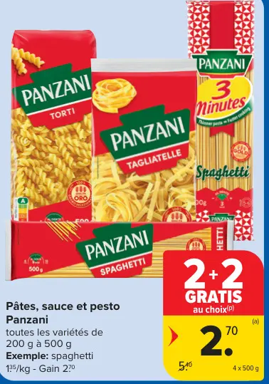 Offre: Pâtes, sauce et pesto