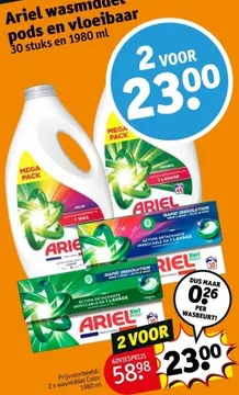 Aanbieding: Ariel wasmiddel pods en vloeibaar