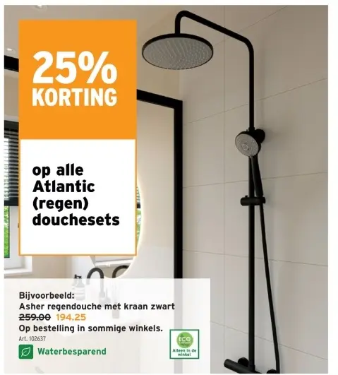 Promotie: Asher regendouche met kraan zwart