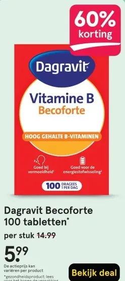 Aanbieding: Dagravit Becoforte 100 tabletten
