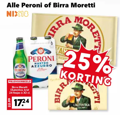 Aanbieding: Alle Peroni of Birra Moretti
