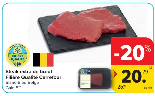 Offre: Steak extra de bœuf