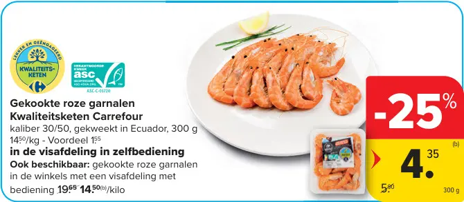 Promotie: Gekookte roze garnalen