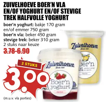 Aanbieding: Zuivelhoeve boer'n vla en/of yoghurt en/of stevige trek halfvolle yoghurt