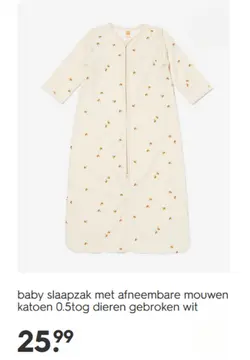 Aanbieding: baby slaapzak met afneembare mouwen katoen