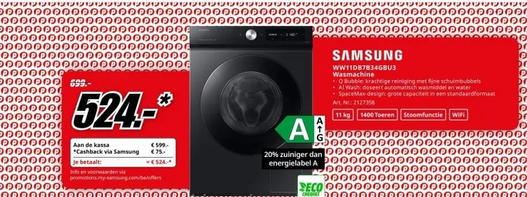 Promotie: WW11DB7B34GBU3 Wasmachine