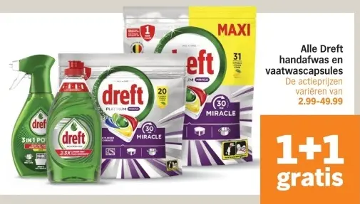 Aanbieding: Alle Dreft handafwas en vaatwascapsules