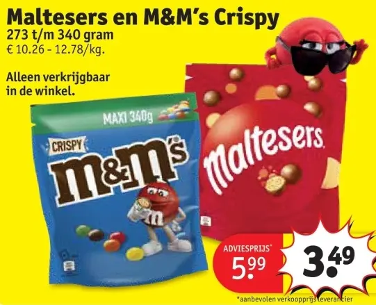 Promotie: Maltesers en M&M's Crispy