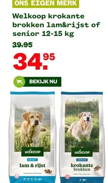 Aanbieding: Welkoop krokante brokken lam&rijst of senior