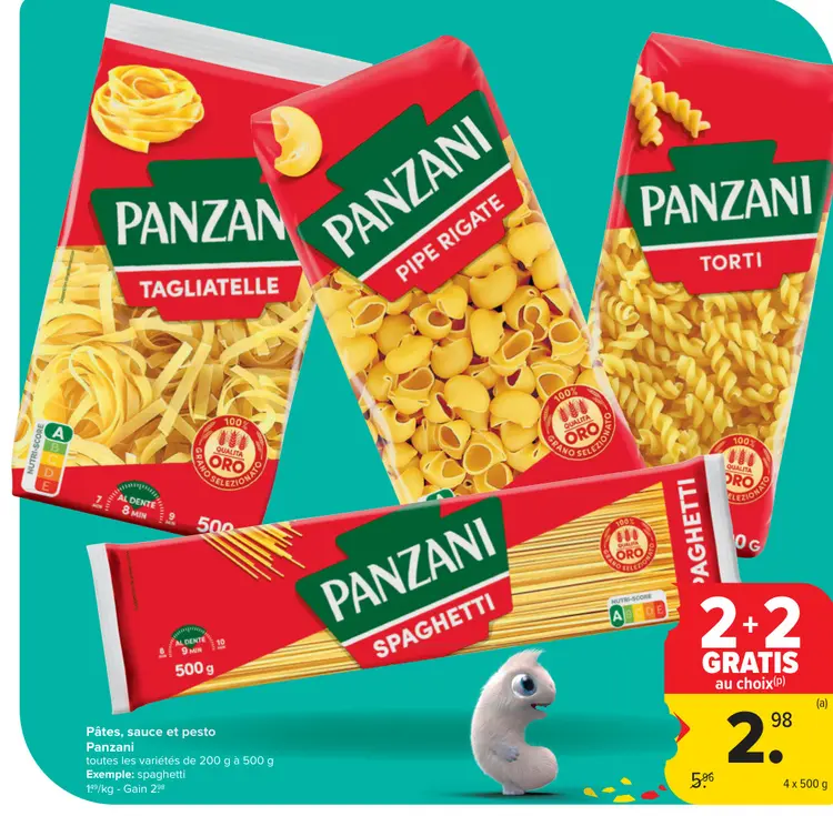 Offre: Pâtes, sauce et pesto