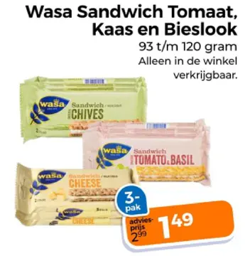 Aanbieding: Wasa Sandwich Tomaat, Kaas en Bieslook