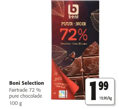 Promotie: Fairtrade 72 % pure chocolade