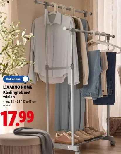 Promotie: Kledingrek met wielen