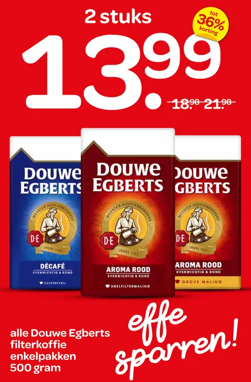 Aanbieding: Douwe Egberts filterkoffie