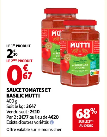 Promotie: Sauce tomates et basilic