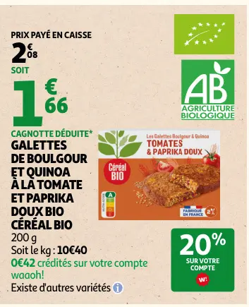 Offre: Galettes de boulgour et quinoa à la tomate et
