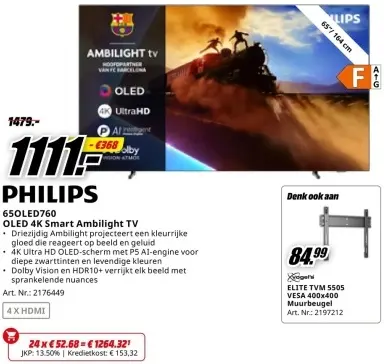 Promotie: 65OLED760 OLED 4K Smart Ambilight TV