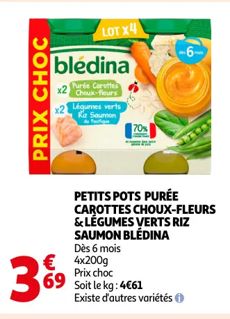 Offre: Petits pots purée carottes choux-fleurs & lég