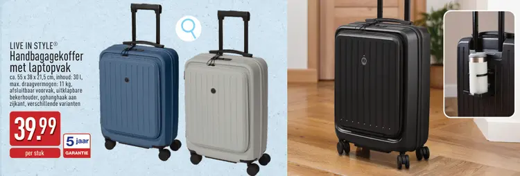Promotie: Handbagagekoffer met laptopvak