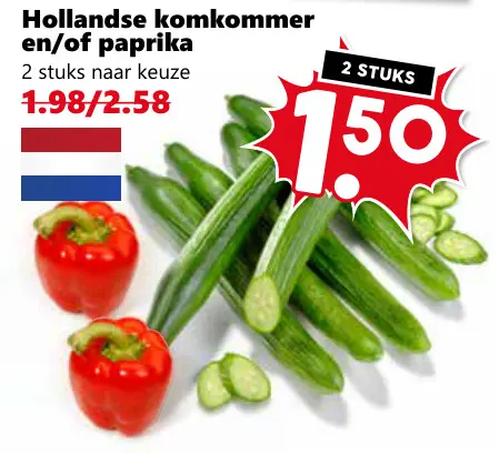 Aanbieding: Hollandse komkommer en/of paprika
