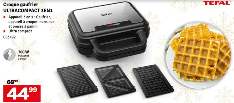 Offre: Croque gaufrier ULTRACOMPACT 3EN1