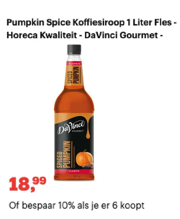 Promotie: Pumpkin Spice Koffiesiroop