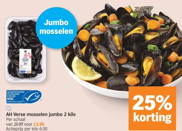 Promotie: Verse mosselen jumbo 2 kilo