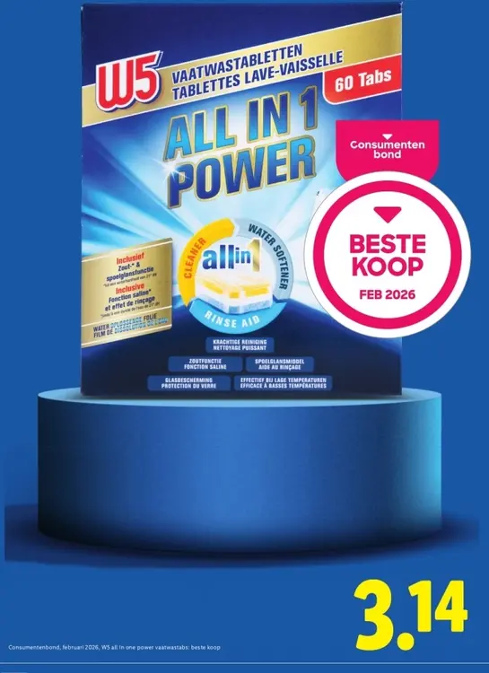 Aanbieding: W5 all in 1 power vaatwastabletten