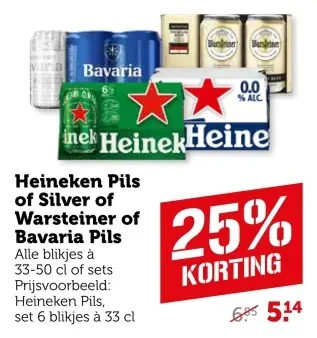 Aanbieding: Heineken Pils of Silver of Warsteiner of Bavaria pils