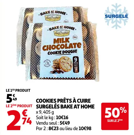 Offre: Cookies prêts à cuire surgelés