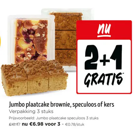 Promotie: Plaatcake brownie, speculoos of kers