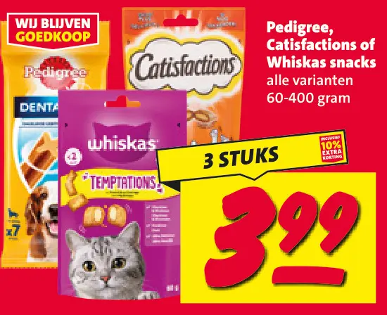 Aanbieding: Pedigree, Catisfactions of Whiskas snacks