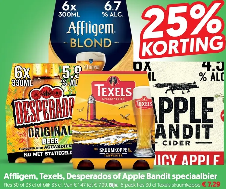 Aanbieding: Affligem, Texels, Desperados of Apple Bandit 