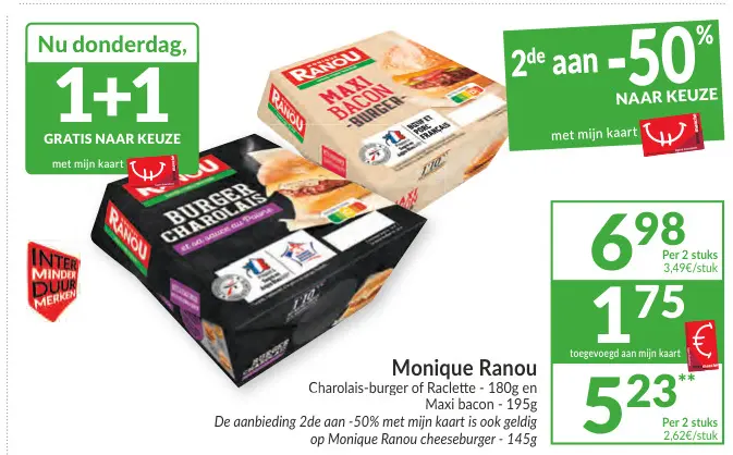 Promotie: Charolais-burger of Raclette en Maxi bacon