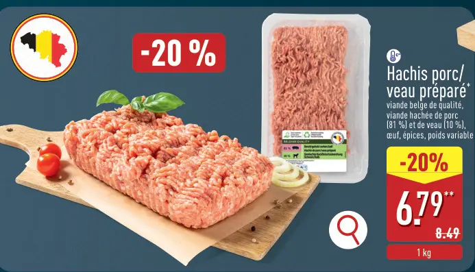 Offre: Hachis porc/veau préparé
