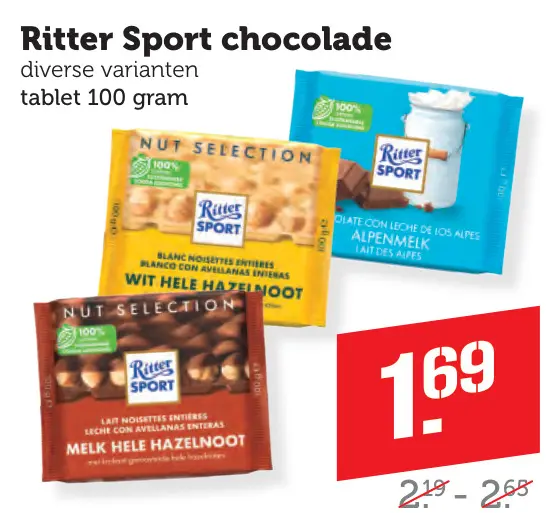 Aanbieding: Ritter Sport chocolade