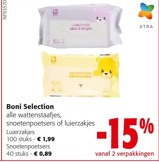 Aanbieding: Boni Selection wattenstaafjes, snoetenpoetser
