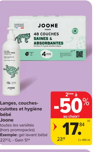 Offre: Joone Langes, couches-culottes et hygiène bébé