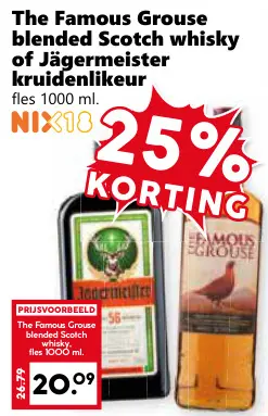 Aanbieding: The Famous Grouse blended Scotch whisky of Jägermeister kruidenlikeur