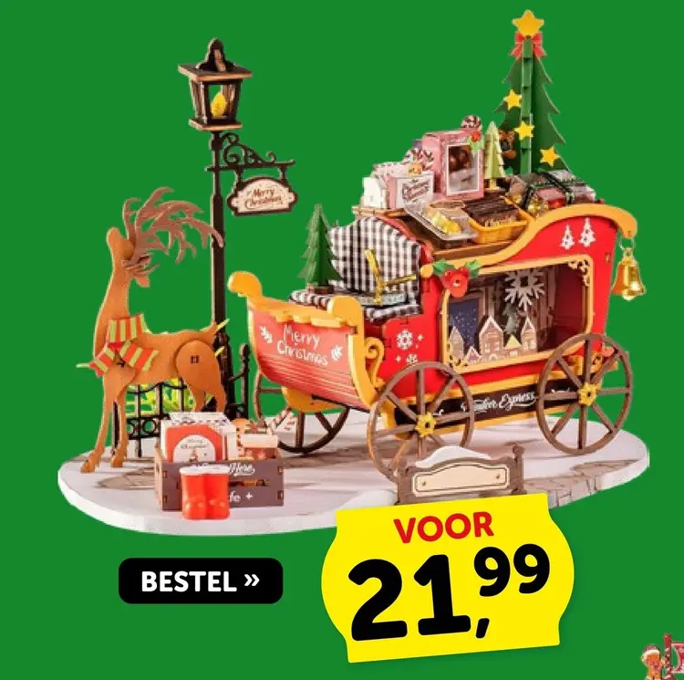 Aanbieding: Kerstkoets houten bouwpakket