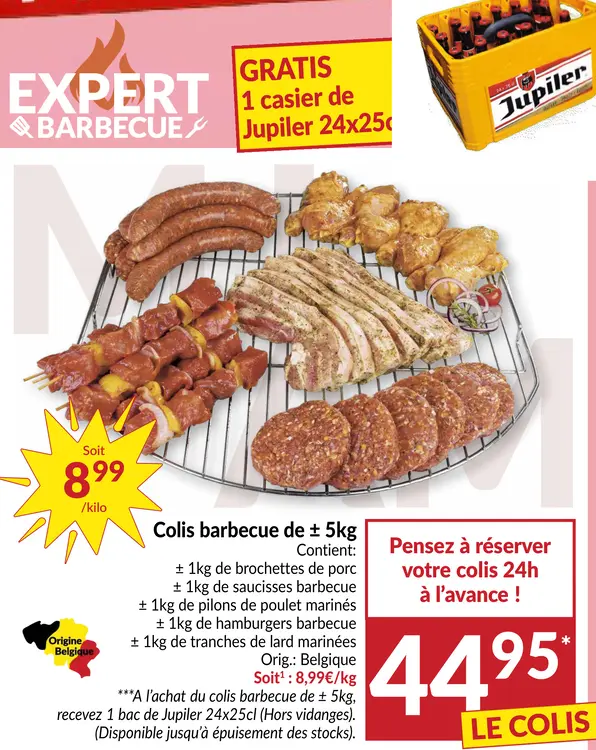 Offre: Colis barbecue + Gratis 1 casier de Jupiler