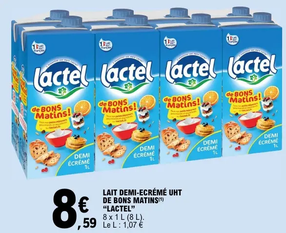 Offre: Lait demi-ecrémé uht de bons matins