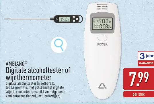 Promotie: Digitale alcoholtester of wijnthermometer