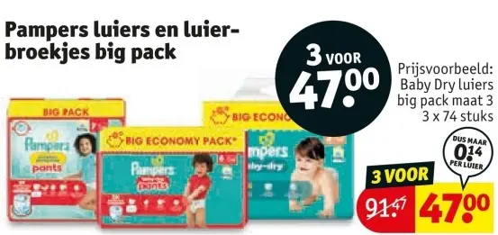 Aanbieding: Pampers luiers en luierbroekjes big pack