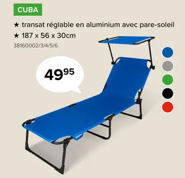 Offre: transat réglable en aluminium avec pare-solei