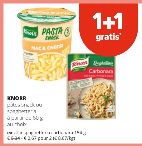 Offre: pâtes snack ou spaghetteria