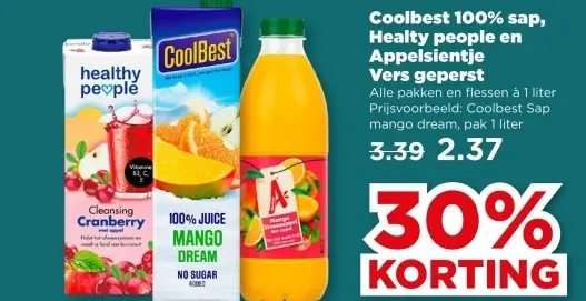 Aanbieding: 100% sap, Healty people en Appelsientje Vers geperst