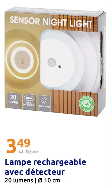 Offre: Lampe rechargeable avec détecteur