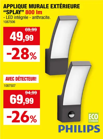 Offre: Philips Splay applique murale extérieure LED 3,8W anthracite