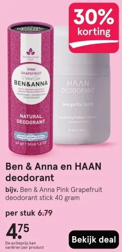Aanbieding: Ben & Anna en HAAN deodorant
